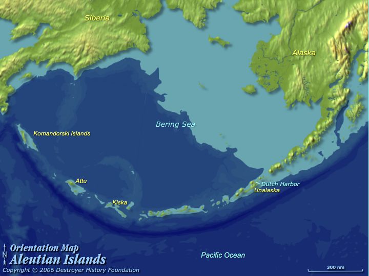 map of the Aleutian Islands