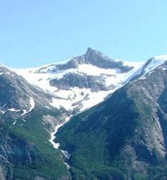 The coastal mountain range along the Alaskan coastline