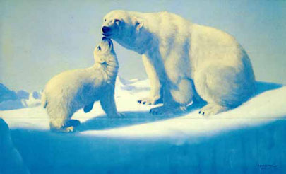 Fred Machetanz "The Tender Arctic" oil painting